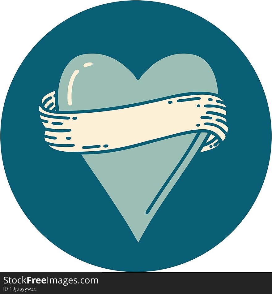 iconic tattoo style image of a heart and banner. iconic tattoo style image of a heart and banner