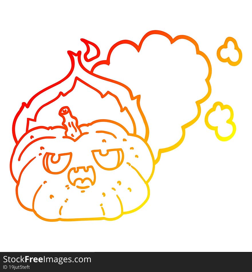 warm gradient line drawing cartoon flaming halloween pumpkin