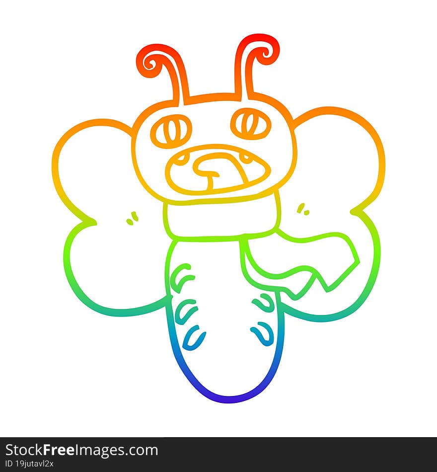 rainbow gradient line drawing funny cartoon butterfly