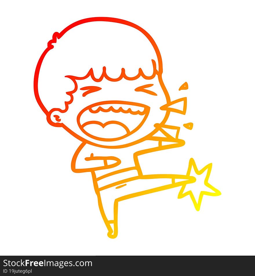 Warm Gradient Line Drawing Cartoon Laughing Man