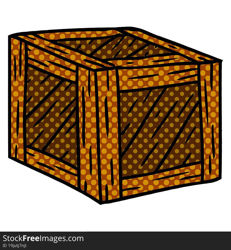 Cartoon Doodle Of A Wooden Crate