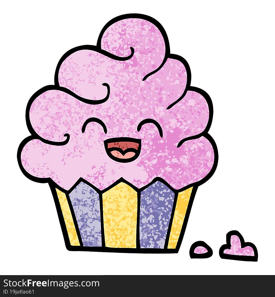 grunge textured illustration cartoon cupcake