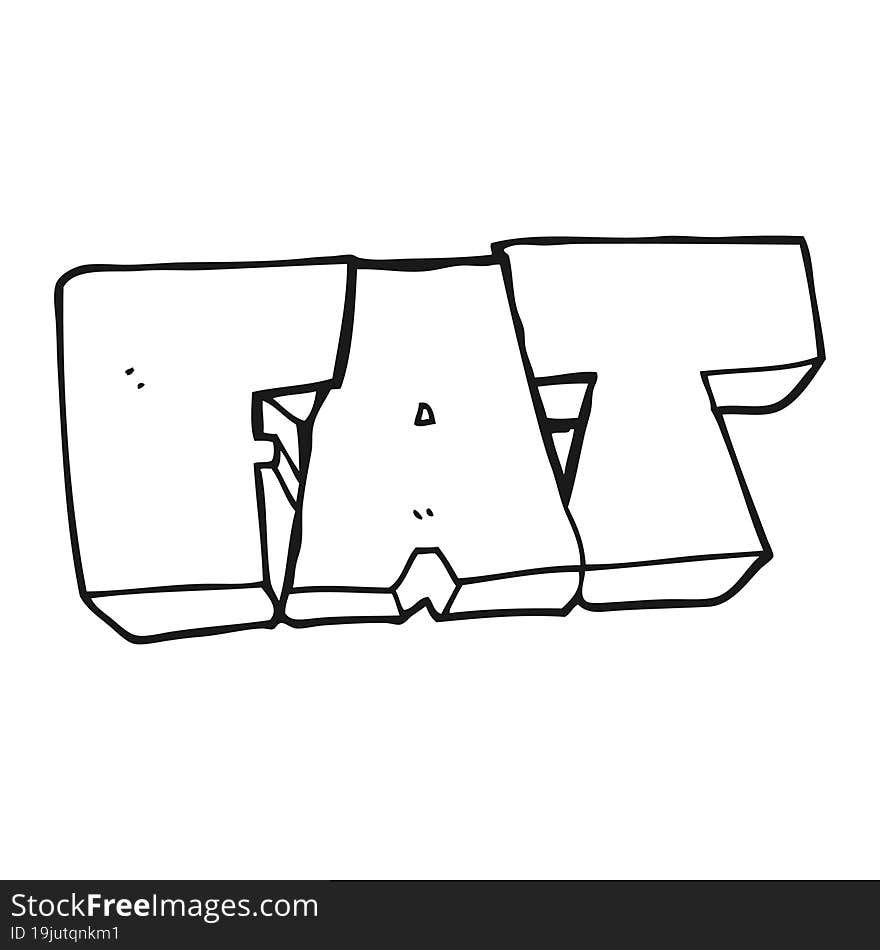 Black And White Cartoon FAT Symbol