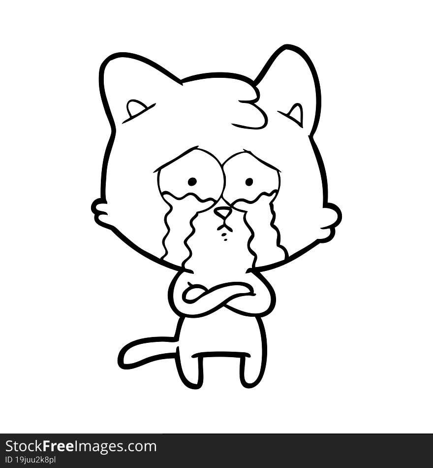 cartoon crying cat. cartoon crying cat