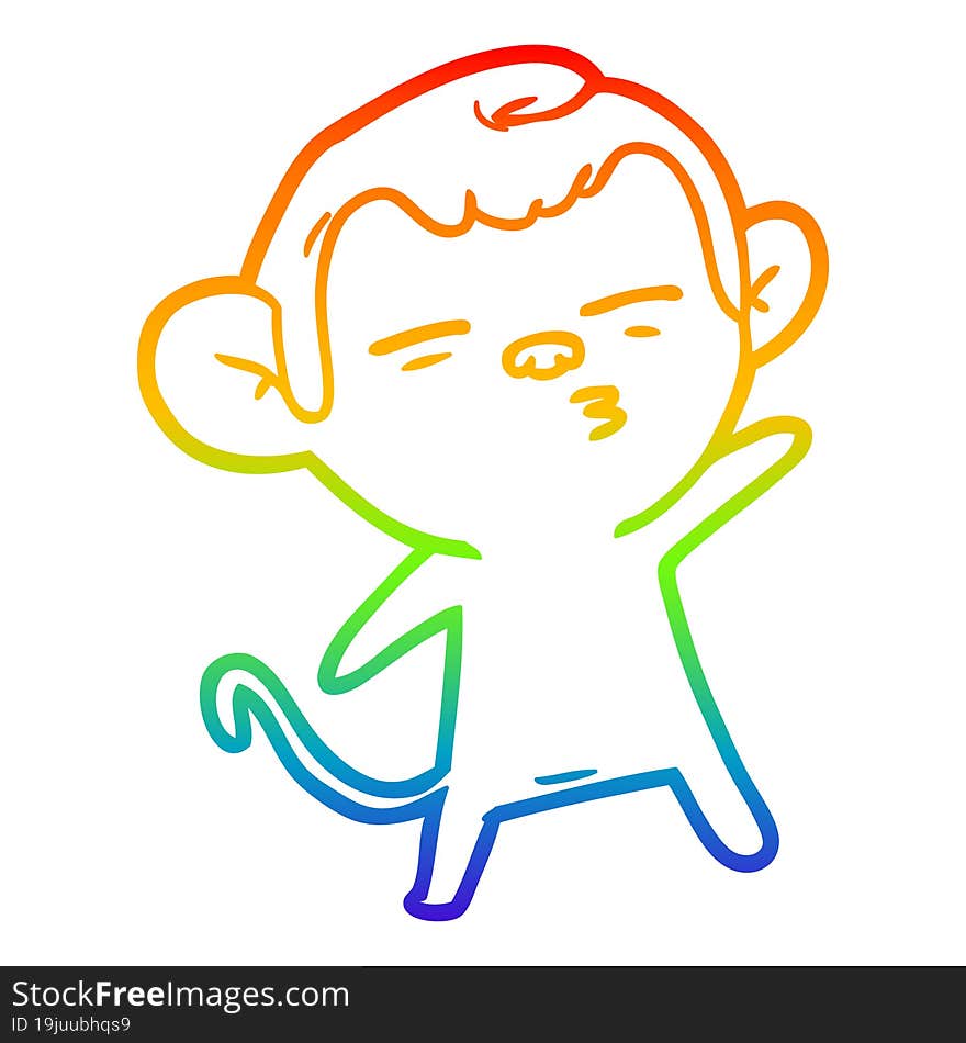 rainbow gradient line drawing cartoon suspicious monkey