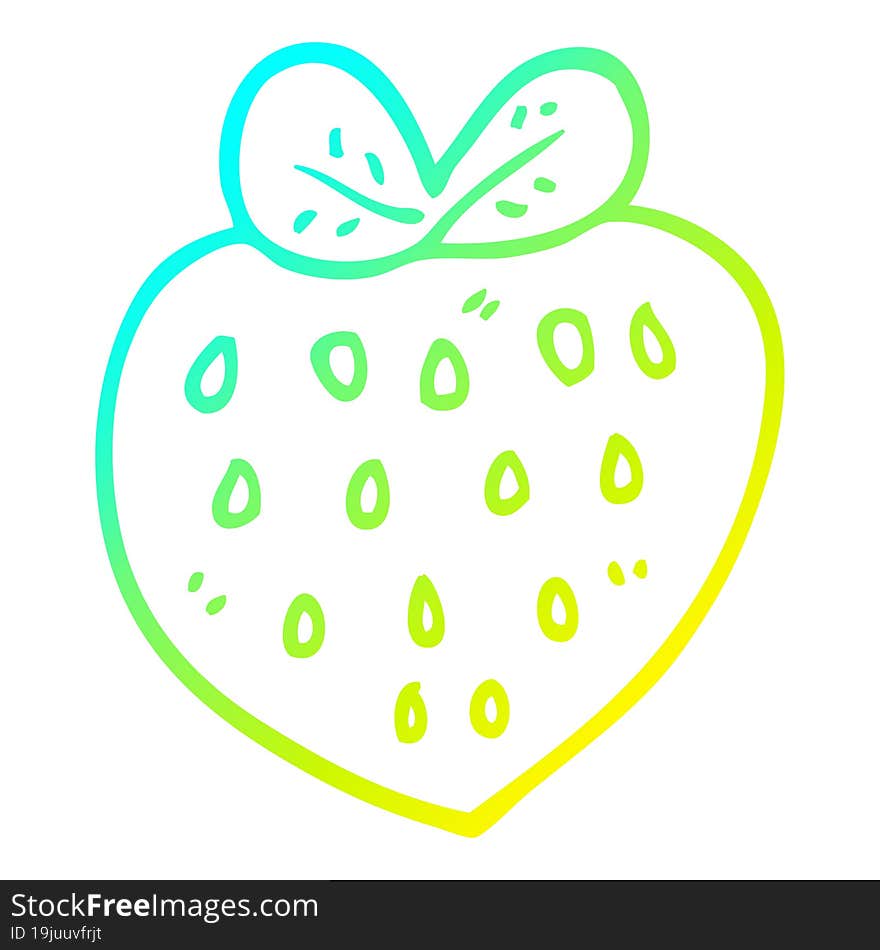 cold gradient line drawing of a cartoon strawberry fr