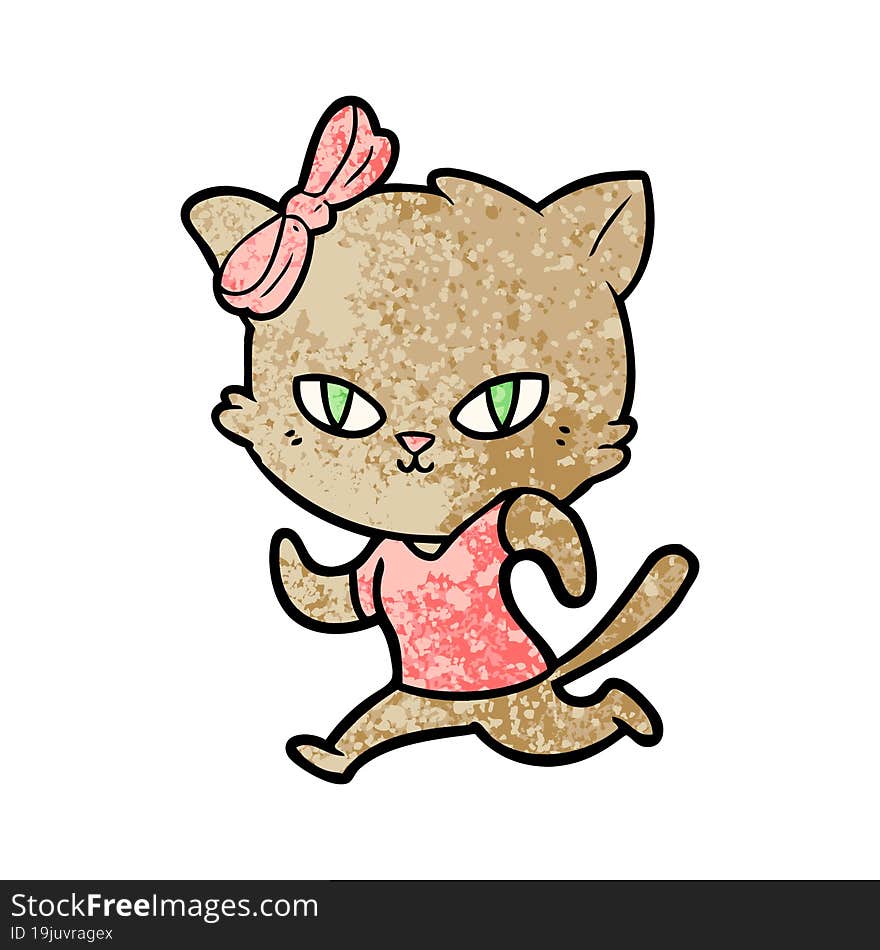 cute cartoon cat jogging. cute cartoon cat jogging