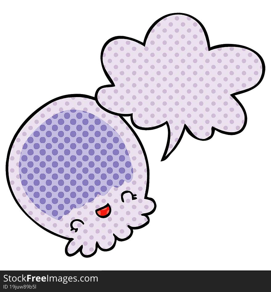 cartoon jellyfish and speech bubble in comic book style