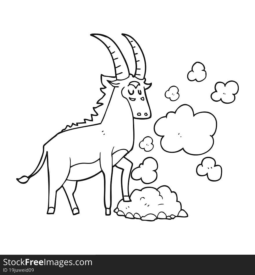 Black And White Cartoon Antelope