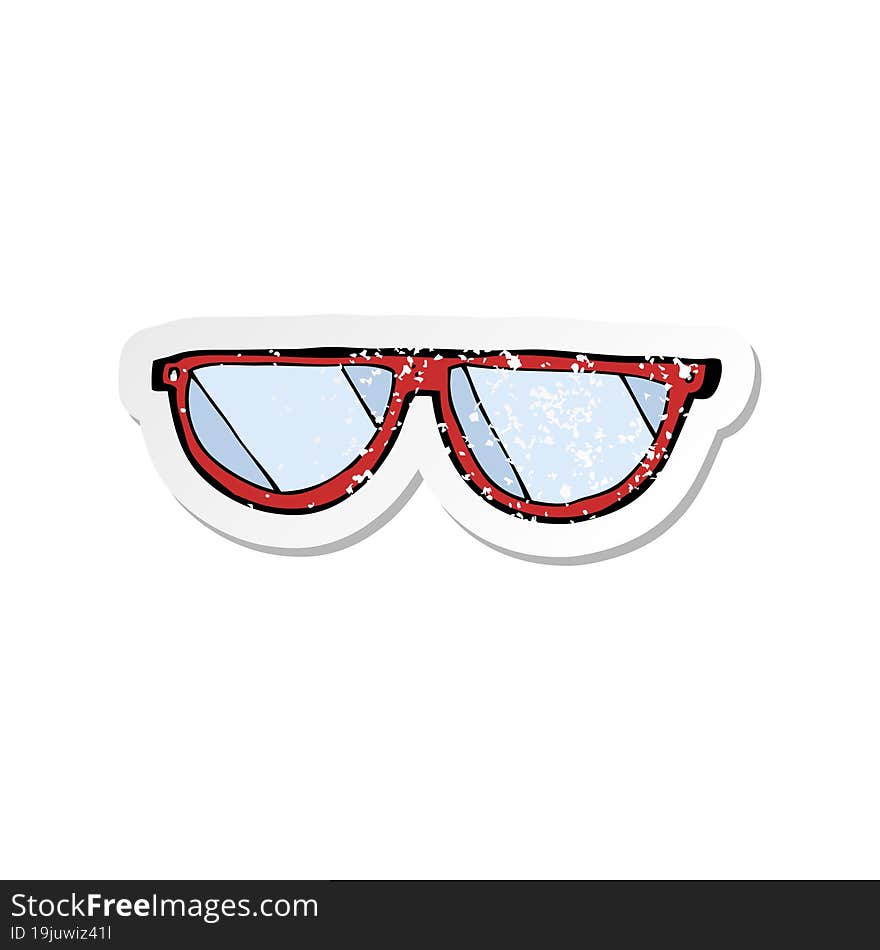 retro distressed sticker of a cartoon glasses