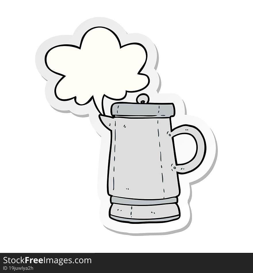 Cartoon Old Metal Kettle And Speech Bubble Sticker