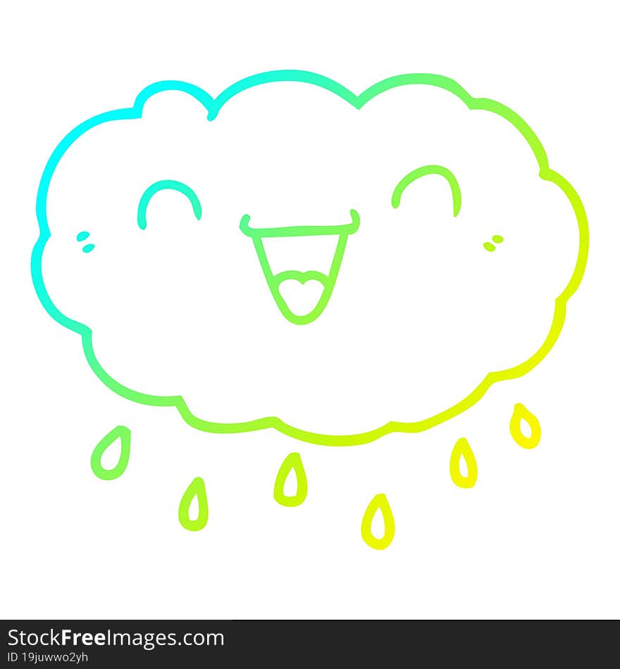 cold gradient line drawing happy cartoon cloud