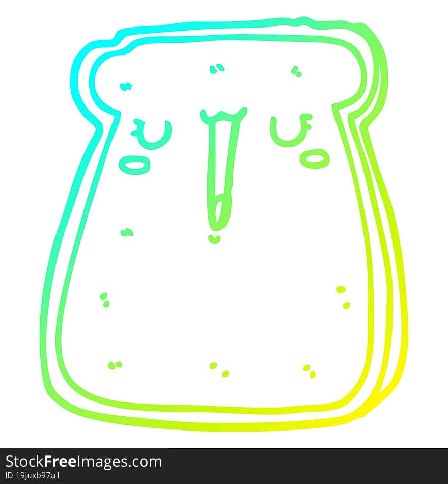 cold gradient line drawing of a cartoon toast