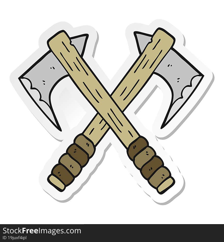 sticker of a cartoon axes