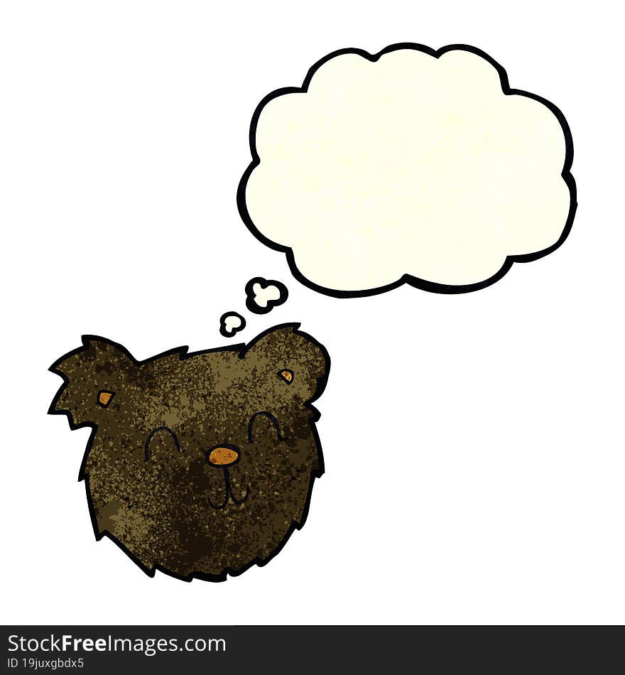 Cartoon Happy Black Bear Face With Thought Bubble