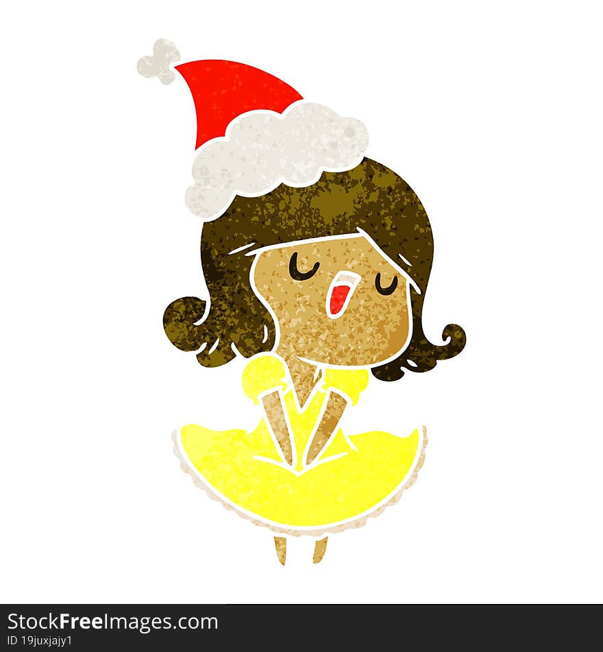 christmas retro cartoon of kawaii girl