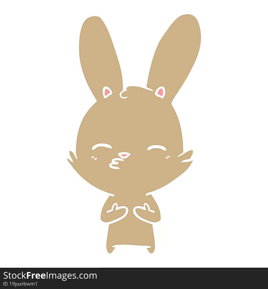 curious bunny flat color style cartoon