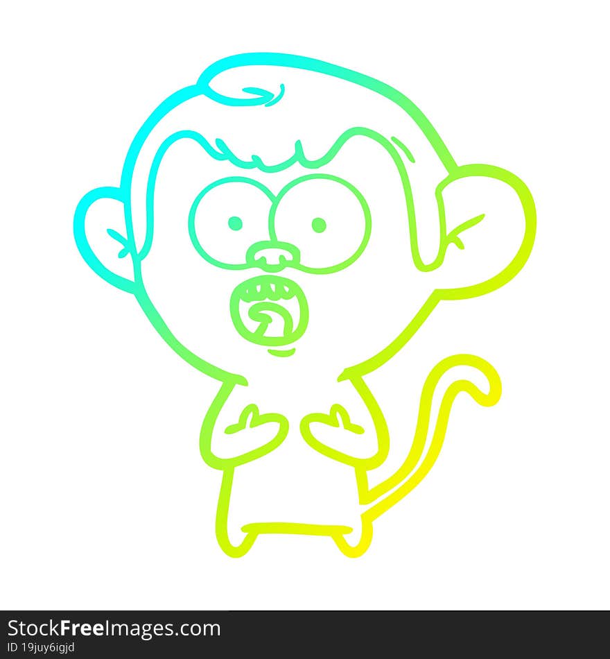 cold gradient line drawing cartoon shocked monkey