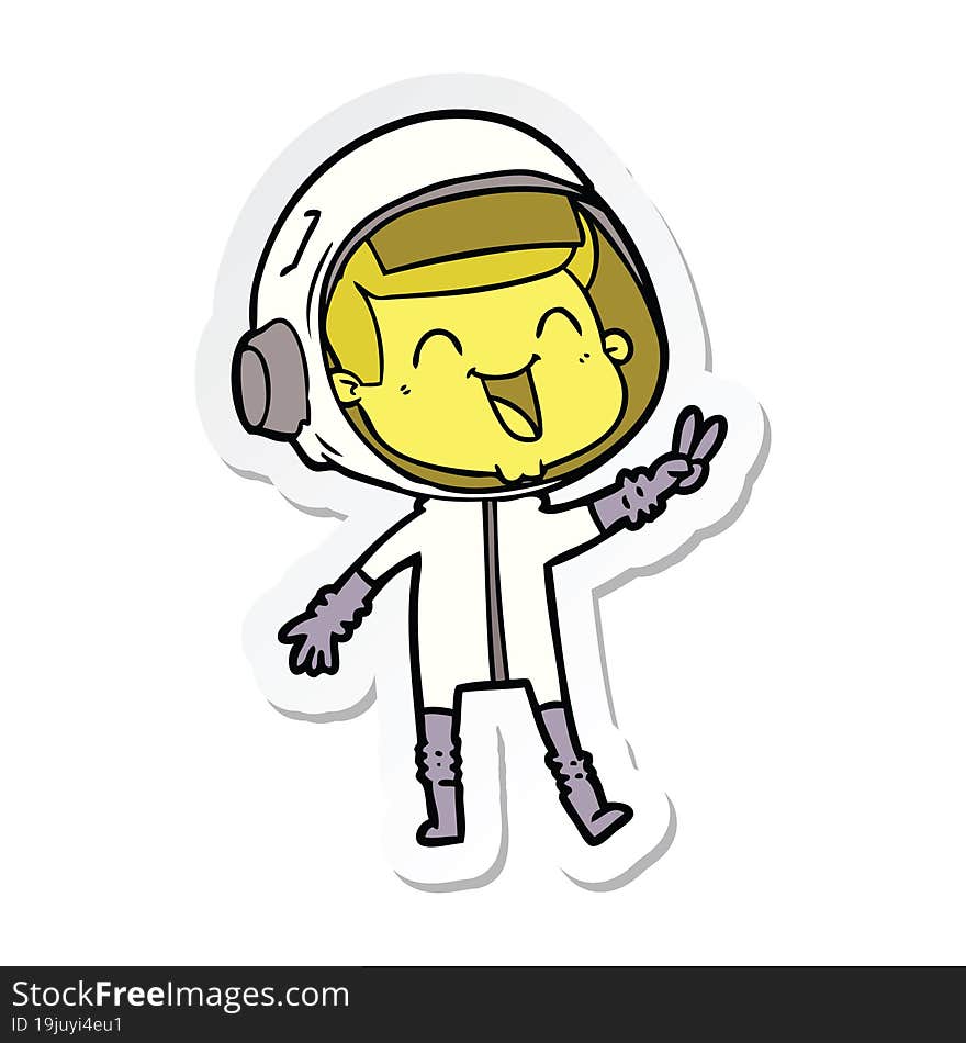 Sticker Of A Happy Cartoon Astronaut