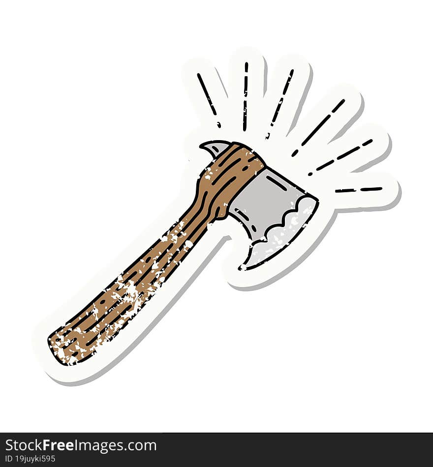 grunge sticker of tattoo style hatchet axe