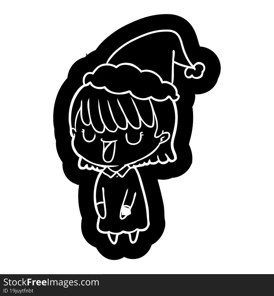 Cartoon Icon Of A Woman Wearing Santa Hat