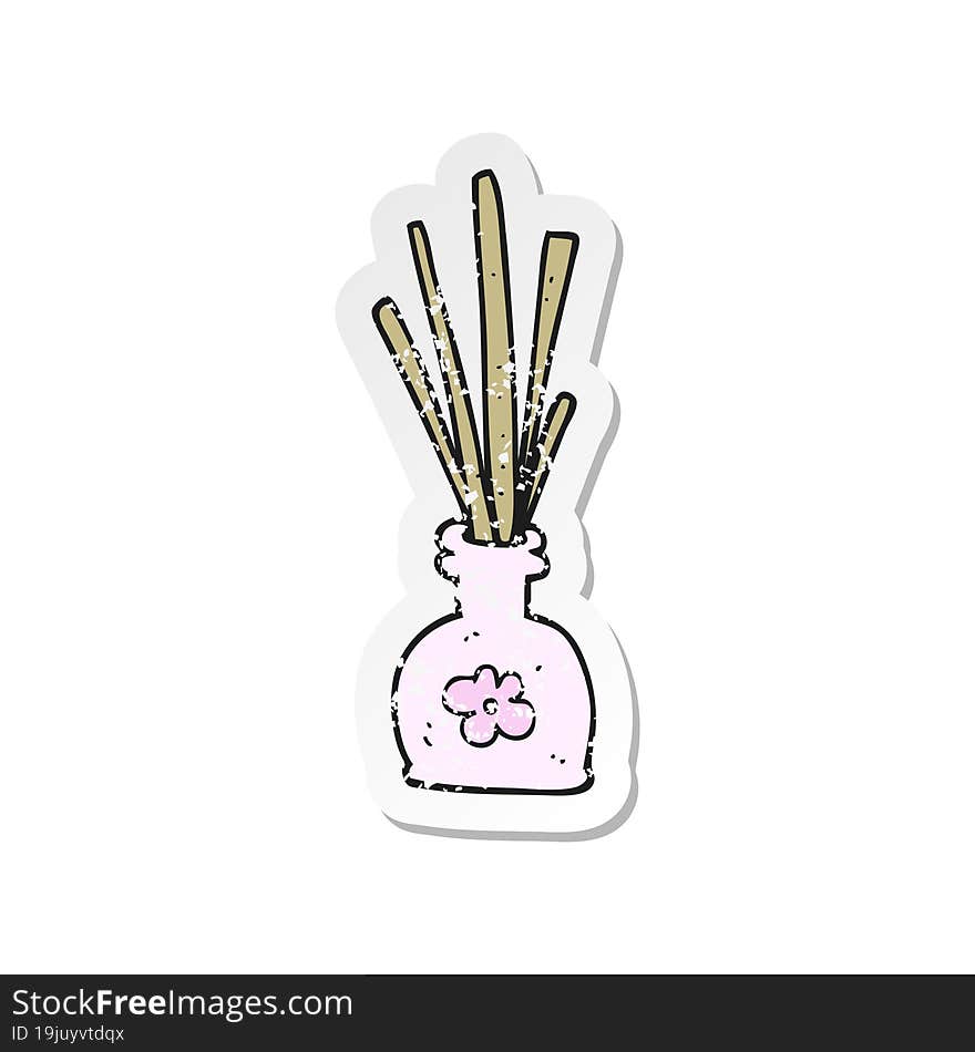 Retro Distressed Sticker Of A Cartoon Fragrance Oil Reeds