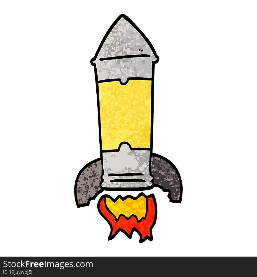 grunge textured illustration cartoon rocket