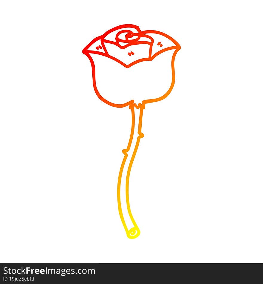 warm gradient line drawing cartoon rose