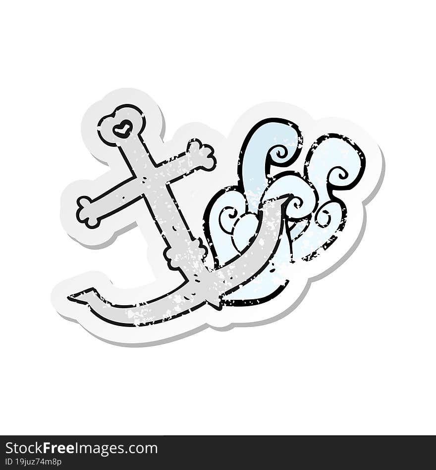 retro distressed sticker of a cartoon anchor