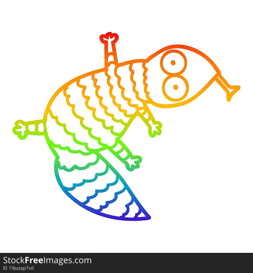 rainbow gradient line drawing cartoon lizard