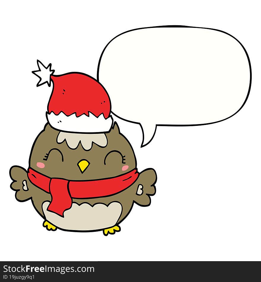 cute christmas owl and speech bubble