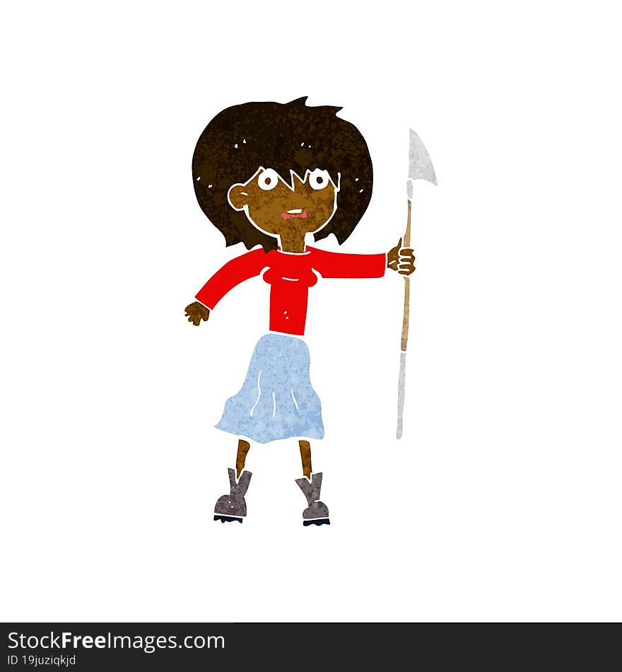 cartoon woman with harpoon