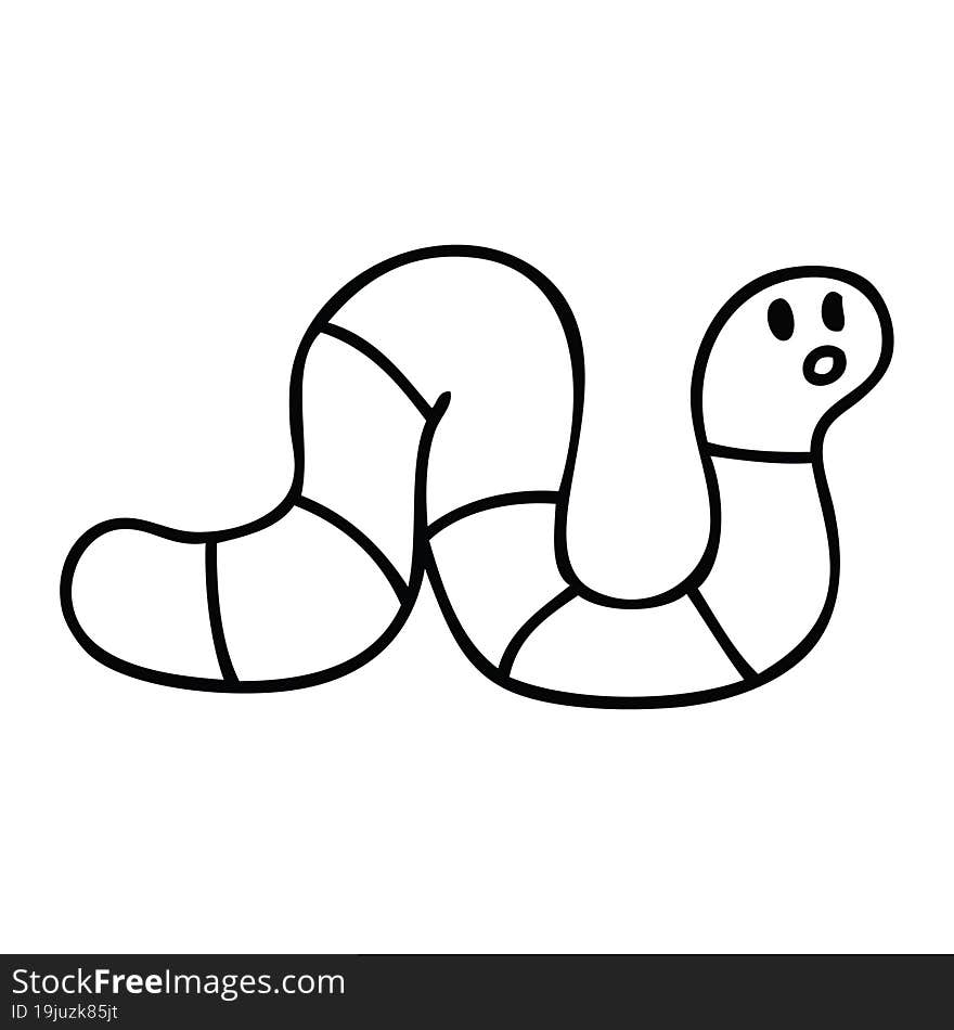 line drawing quirky cartoon worm. line drawing quirky cartoon worm