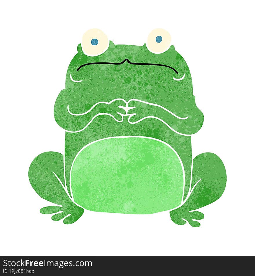 retro cartoon nervous frog