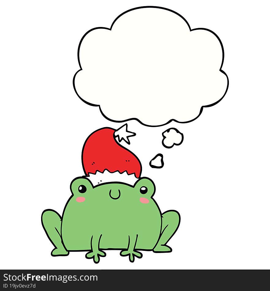 Cute Cartoon Christmas Frog And Thought Bubble