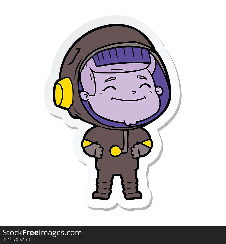 sticker of a happy cartoon astronaut