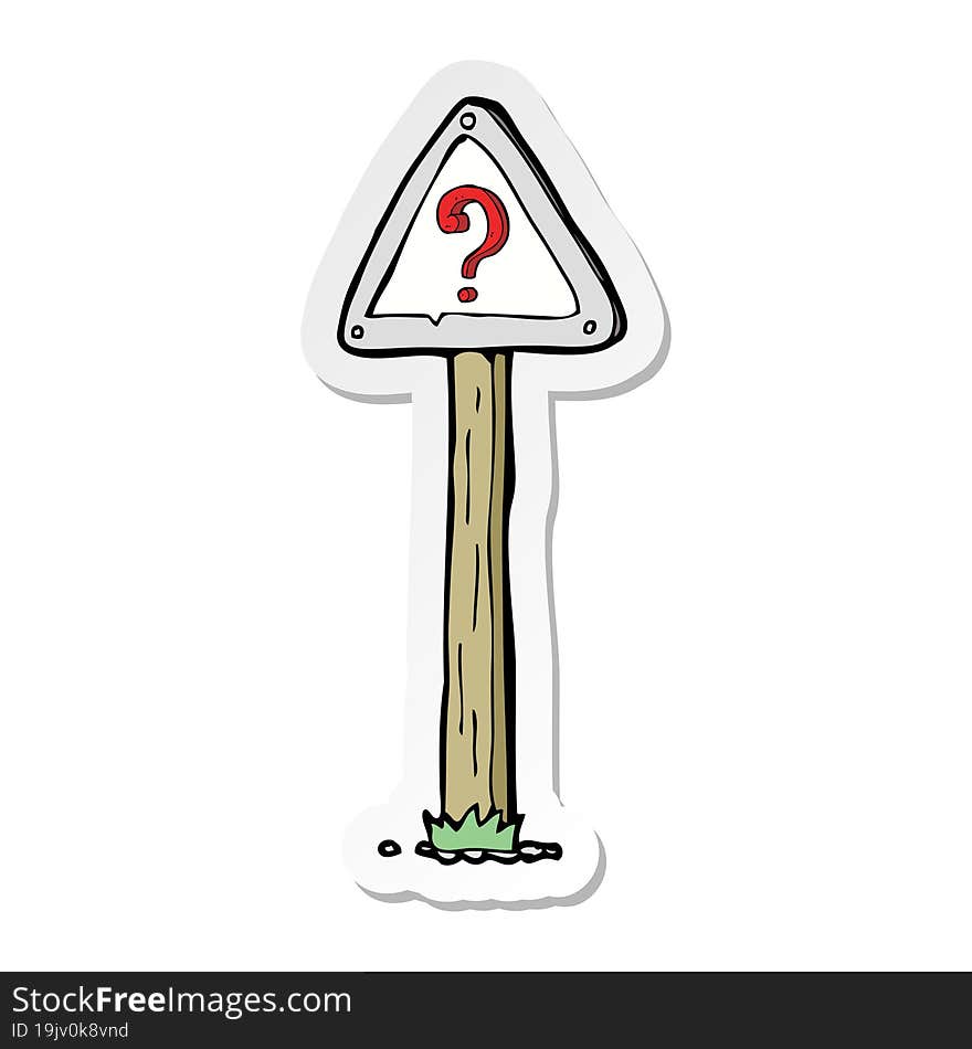 sticker of a cartoon question mark sign