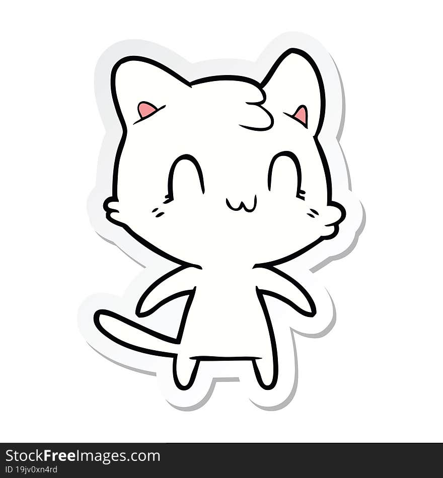 sticker of a cartoon happy cat