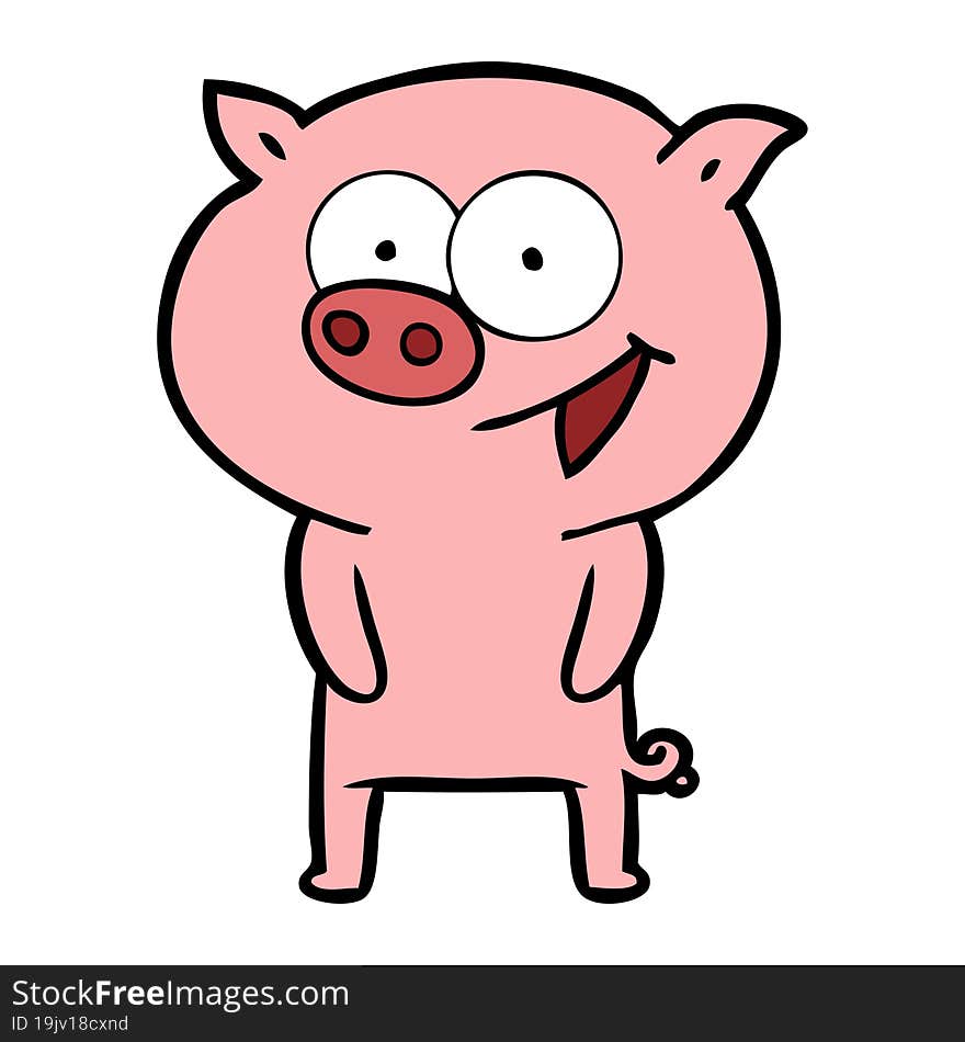 cheerful pig cartoon. cheerful pig cartoon