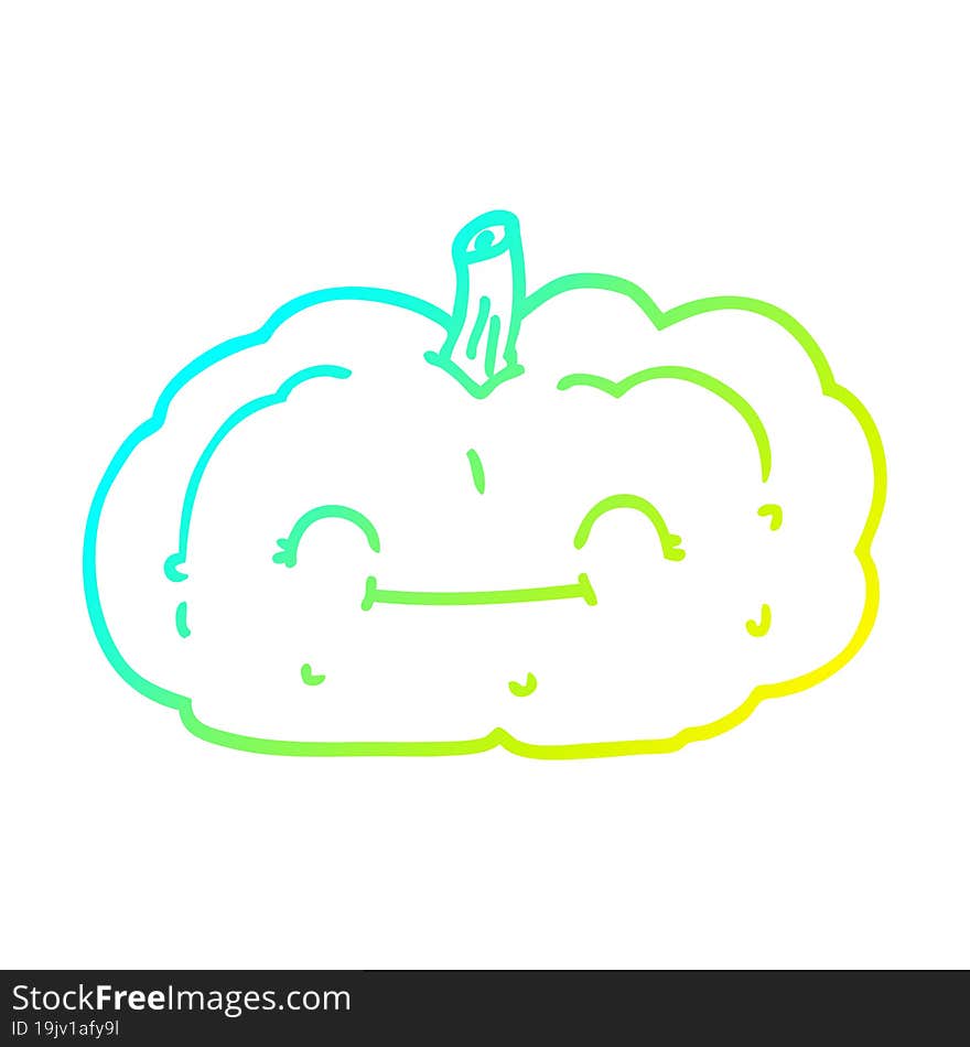 cold gradient line drawing cartoon happy pumpkin