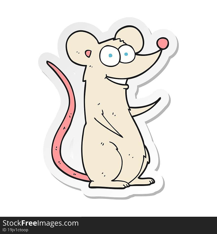 sticker of a cartoon happy mouse