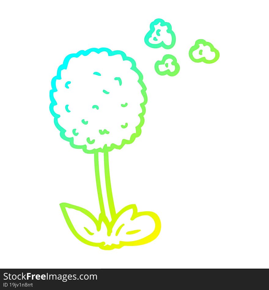 cold gradient line drawing of a cartoon flower