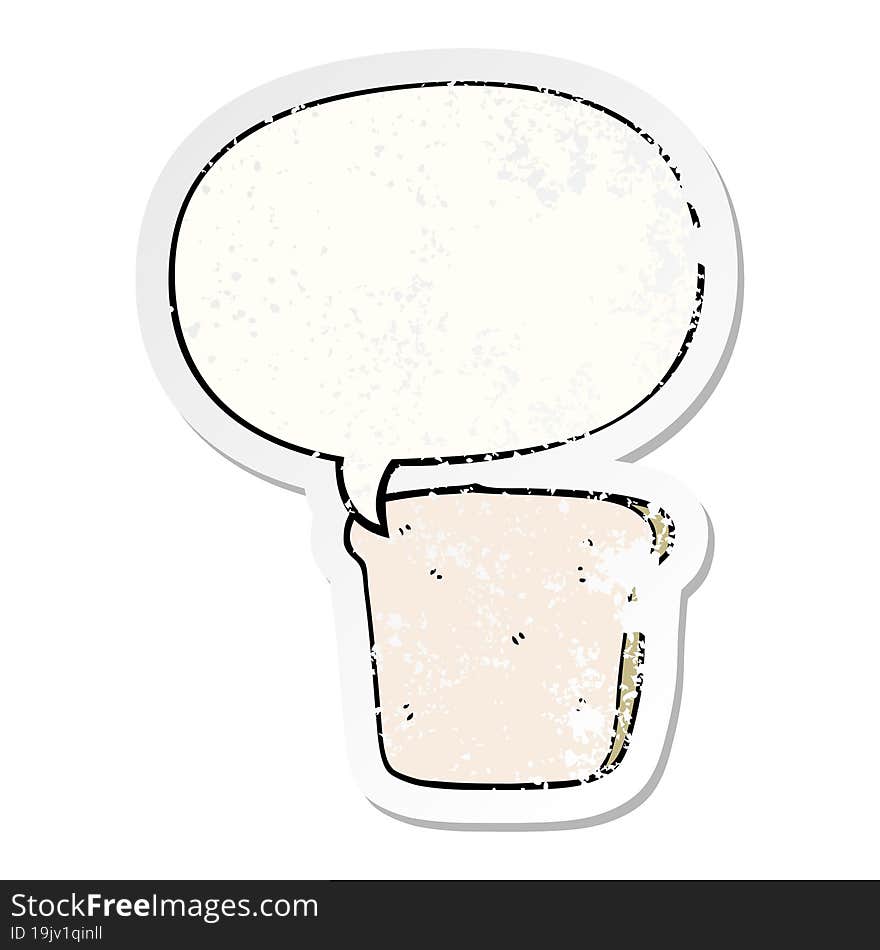 cartoon slice of bread and speech bubble distressed sticker