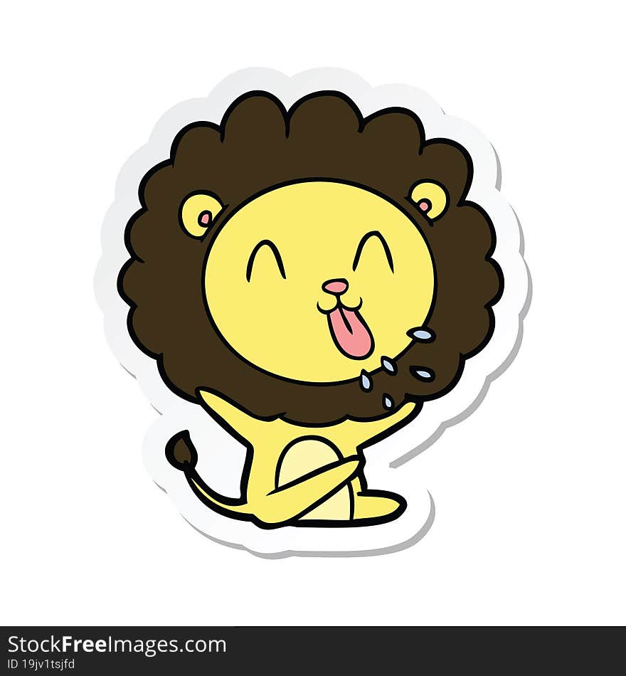 sticker of a happy cartoon lion