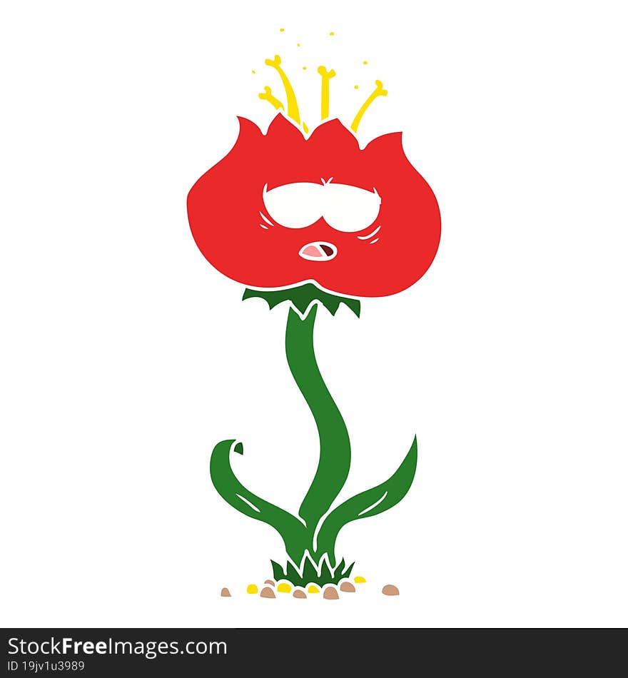 cute flat color style cartoon flower