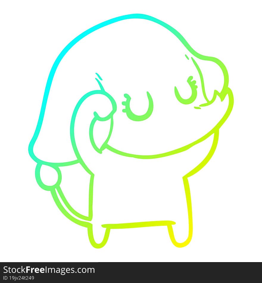 cold gradient line drawing cute cartoon elephant