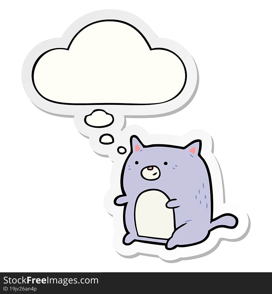 cartoon cat and thought bubble as a printed sticker