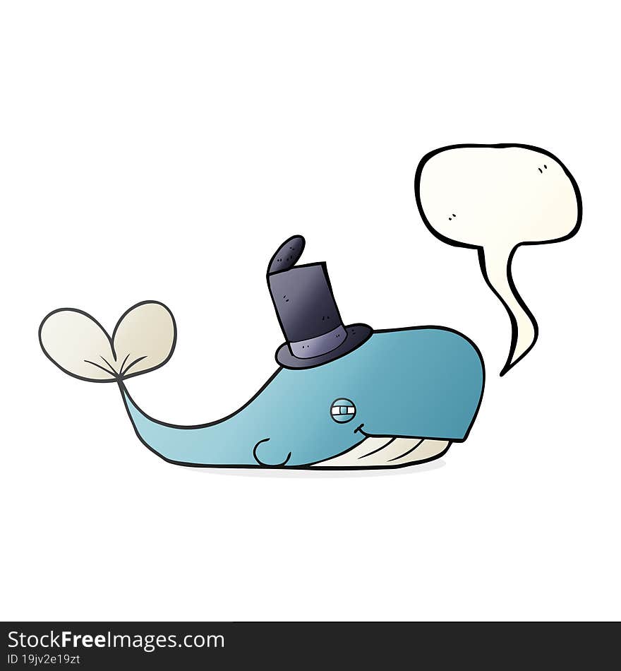 speech bubble cartoon whale wearing hat