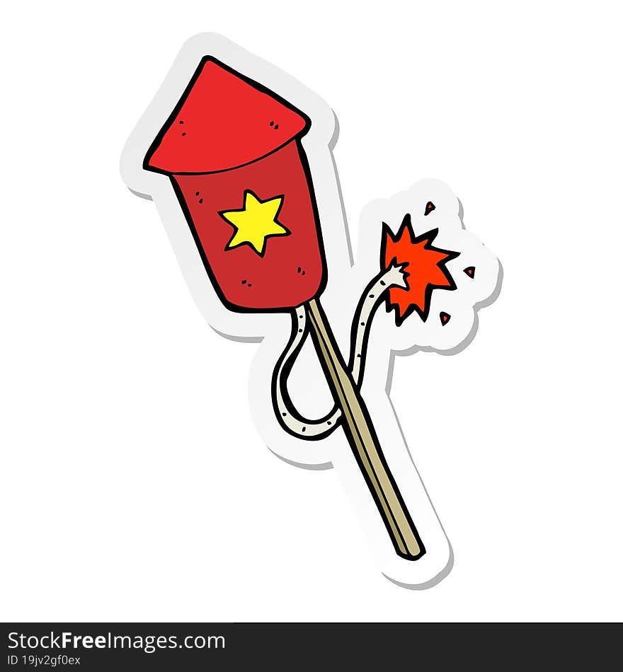 sticker of a cartoon firework with burning fuse