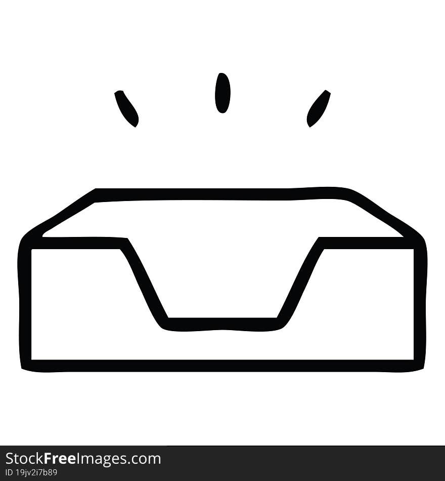 line drawing cartoon of a empty in tray